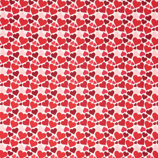 SINGER Packed Hearts on White Print Cotton Fabric